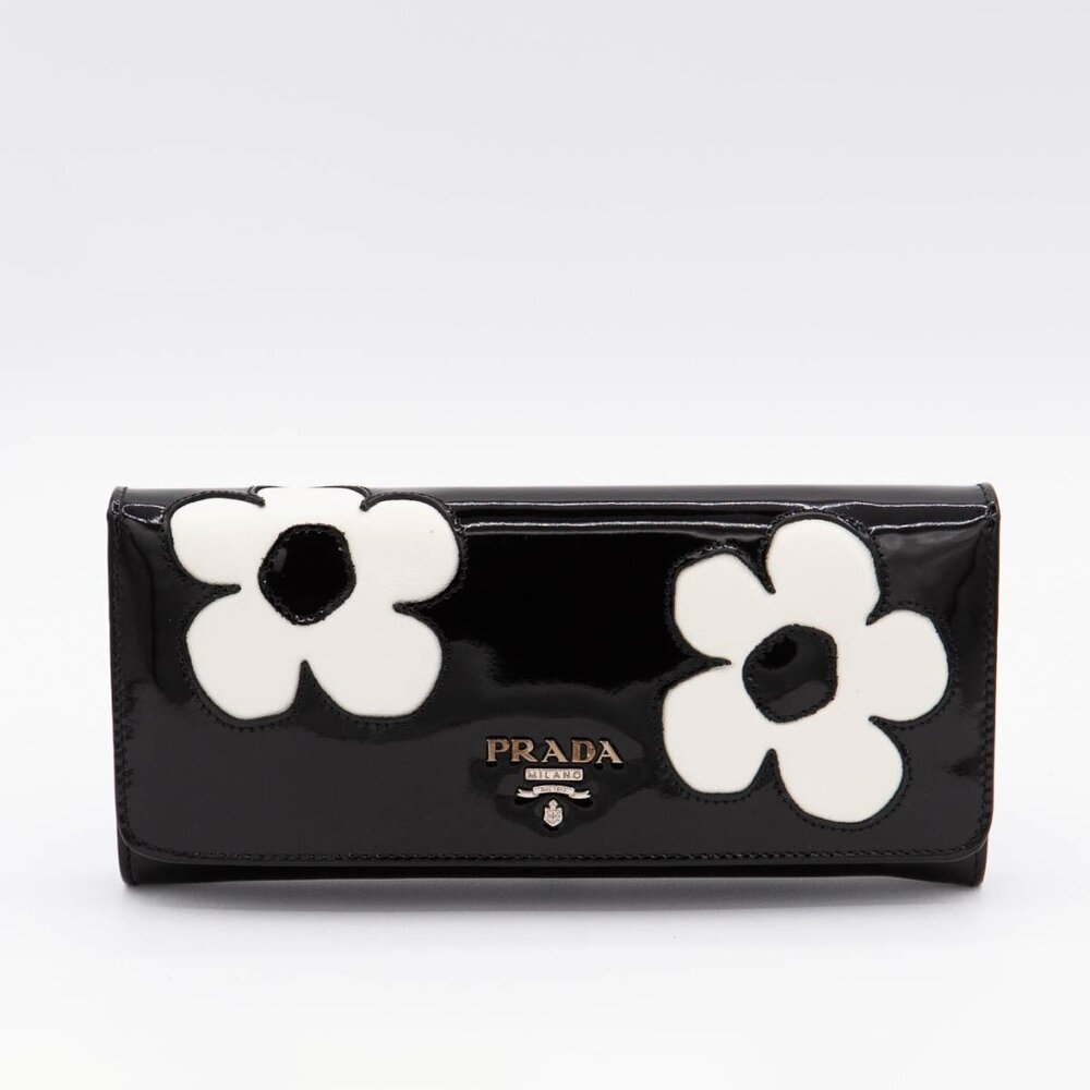 Prada Patent Leather Flower Wallet